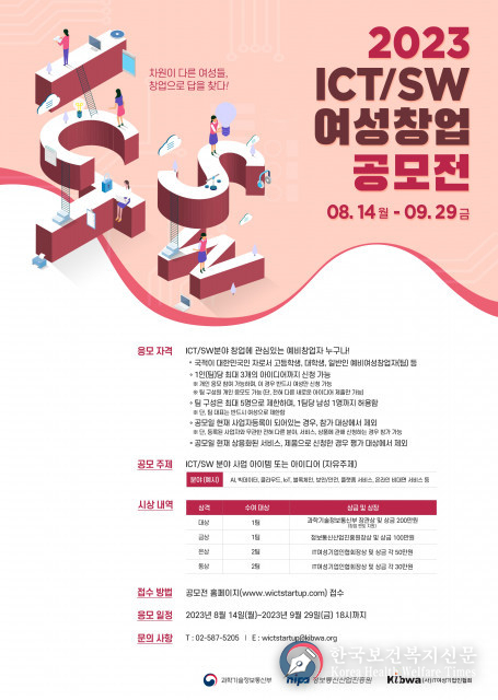 정보통신산업진흥원, 2023년 ICT/SW 여성 창업공모전 참가자 모집